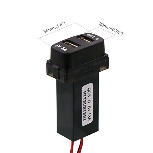 QC3.0+5V 3A Dual USB Power Socket, Quick Charge Car Charger USB Adapter for Smart Phone PDA iPad iPhone Android GPS Use for Mitsubishi
