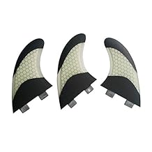 Aletas M-Size Panal de carbono fibra de vidrio color G5 Tabla de surf 3 aletas, Blanco