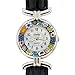 Glass Of Venice Murano Glass Millefiori Watch with Leather Band - Black Multicolor