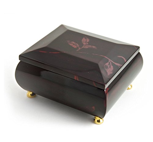 Stunning Wooden Music Jewelry Box, Beautiful Storage Case for Rings, Earrings and Necklaces, Music Box with Open Compartment - 18 Note, 454 Songs Selection – Birthday Gift for Women