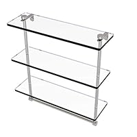 Allied Brass NS-5/16TB 16 Inch Triple Tiered Integrated Towel Bar Glass Shelf, Satin Nickel