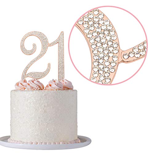 21 Rose Gold Cake Topper Premium Sparkly Crystal Rhinestone