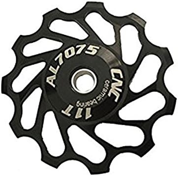 Bicycle Rear Derailleur Pulley Aluminum Bike Ceramic Bearing Jockey Wheel 11T for Bicycle Tire Lever(Black)