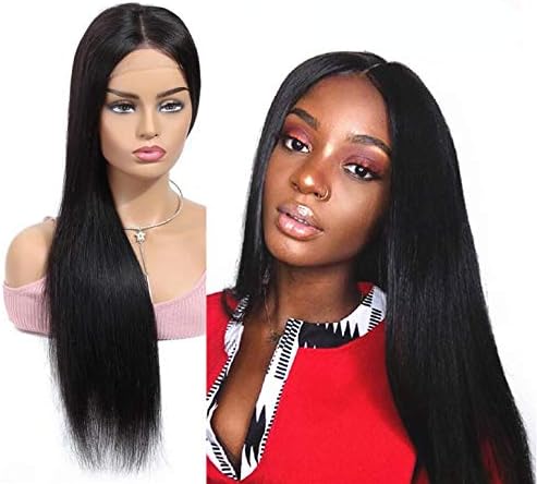 Straight Lace Closure Wigs Human Hair Lace Front Wigs Brazilian Virgin Hair For Women Pre Plucked 4x4 Closure Wigs Natural Black Hair Wigs (22 inches)