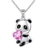Yocoyee Cute Panda Animal Necklace with Crystal Heart Multicolor I Love You Necklace for Women Gift