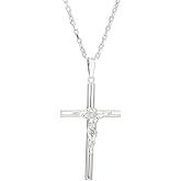 Vanbelle Sterling Silver Jewelry - Rhodium Plated with 925 Stamp - Crucifix Hollow Cross Pendant Necklace - Elegant Handcrafted for Men and Women - 20" Long + 2" Extender