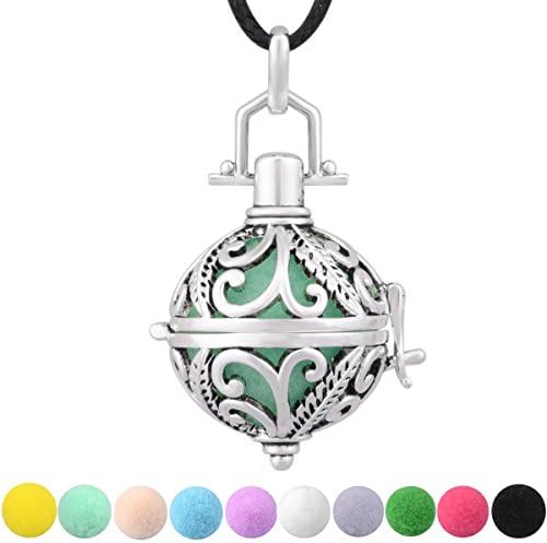 Eudora Vintage Mexico Essential Oil Perfume Diffuser Locket Pandent Necklace 24''&amp; 10 Colors Pompons