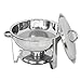 ZenChef Deluxe 5 Qt Stainless Steel Round Chafer, Full Size Chafer, Chafing Dish w/Water Pan, Food Pan, Lid, Frame and Alcohol Furnace (Pack of 4)