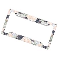 Western Boho Floral Aluminum License Plate Frame with Grey Distressed Wood Background