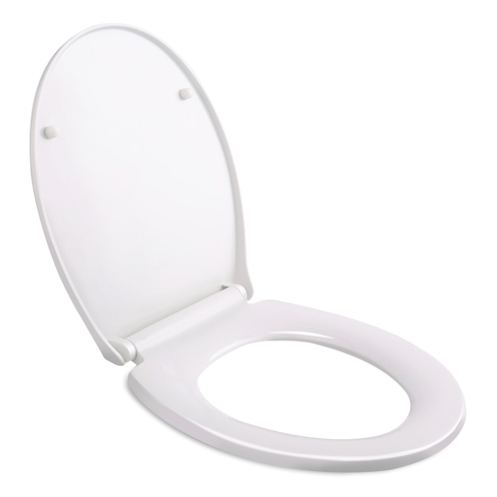 Himimi Oval Toilet Lid with Quick Release Function, Soft-Close Mechanism and Adjustable Stainless Steel Hinge, Antibacterial Toilet Seat O-Shape PP Toilet Seat (440 x 375 x 54 mm)