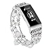 fastgo Compatible for Fitbit Charge 4 Charge 3 bands, Handmade Elastic Beaded Dressy Bracelet Feminine Wrist Band Compatible for Fitbit Charge 3 Fitness Smartwatch for Women(White)