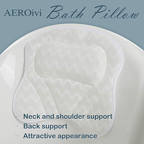 Bath Pillows for Tub-3D Mesh Spa Bathtub Pillow Cushion Rest with 6 Strong Suction Cups Head Neck Shoulder Back Support Washable - Thumbnail 3