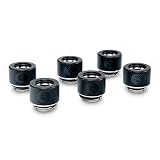 EKWB EK-HDC Compression Fitting for EK Rigid Tubing, 12mm OD, Black, 6-Pack