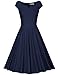 MUXXN Women's Pleated Swing Party Vintage Tea Length Dresses (Blue L)
