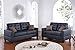 Poundex Bobkona Aria Faux Leather 2 Piece Sofa and Loveseat Set, Black