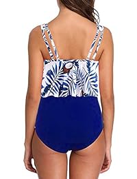 Trajes de baño de cintura alta para dama con parte superior de bikini con volantes y espalda cruzada, traje de baño de dos piezas con parte inferior de baño