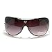 Oversized Rimless Shield Aviator Sunglasses