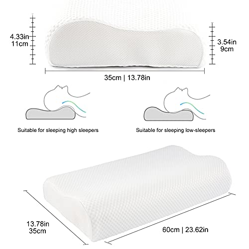 KOKEEONE Memory Foam Bed Pillows Ergonomic Cervical Orthopedic