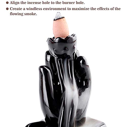 Ceramic Backflow Incense Burner Bergamot Incense Holders Aromatherapy Ornament Home Decor Craftwork Figurine with 50 Backflow Incense Cones + Tweezers + pad