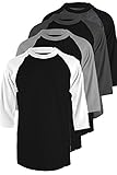 TL Men's 4 Pack 3/4 Sleeve Baseball Cotton Crew Neck Jersey Raglan Tee Shirts