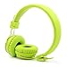GranVela X2 Foldable On-Ear Wireless Headphones Support Bluetooth Micro SD Card Player, FM Radio with Built-in Microphone Calls for Kids Earphones, gift, Smartphones (Lemon Green)