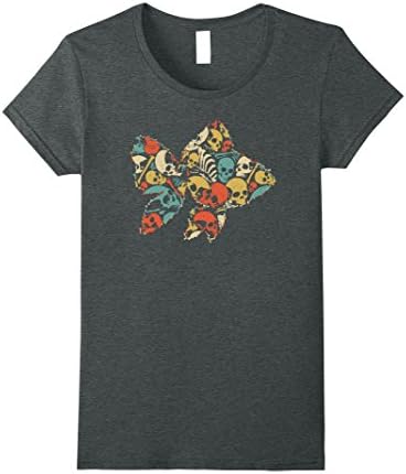 Womens GOLDFISH Halloween T-shirt Skeleton Skull Vintage Retro XL Dark Heather