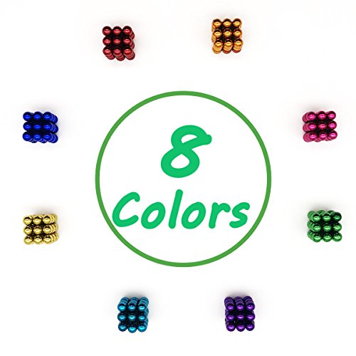 Attom Tech Magnetic Cube 216pcs Rolytoy Magnets Blocks Magnetic Sculpture Holders Square Cube Children's Puzzle Magic Cubes DIY Educational Toys for Kids (Colorful)