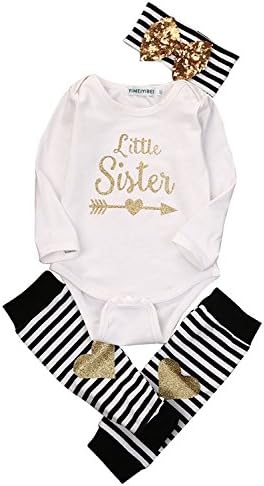 Newborn Baby Girls Romper Tops + Headband+Leg Warmer 3PCS Outfits Set Clothes (Label 90 / Age 9-12mos.)