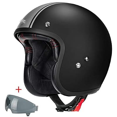 glx moped scooter cruiser open face motorcycle helmet ILM 3/4 Half for Dirt Bike ATV UTV Motocross Electric DOT Model 726X(Matte Black,XL) : Automotive It includes a removable Daytona Cruiser Dull Black Open