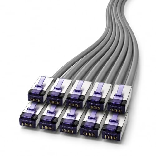 1aTTack.de Cat6a Hoch-Flexibles LAN Kabel 10x 10m RJ45 10 Gb/s grau