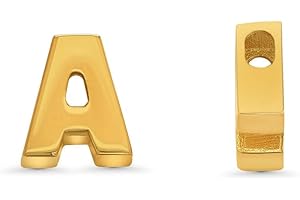 Jewelry America 14k Yellow Gold Mini Sliding Block Initial Charm Uppercase Letter Slide Through Pendant