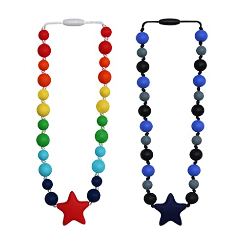 Chew Necklace for Sensory Kids, Pack Chewy Silicone Beads Teething  Necklaces for Boys and Girls with Autism