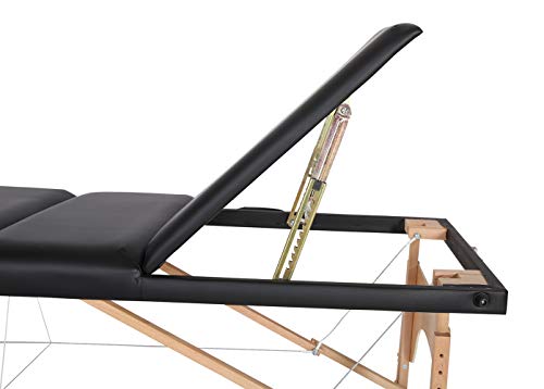Portable Folding Massage Table, Chair Bed Facial SPA Tattoo Bed with Free Carry Case (Black-Three Folds)