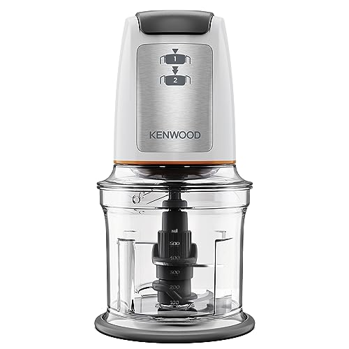 Kenwood Chopper CHP61.100WH, Power 500 W, 0.5 L Bowl, 2 Speed, Four Blade System, Non-Slip Ring for Chopper Stability, Dishwasher Safe, White/SIlver