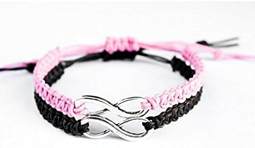 Infinity Bracelet Couple Bracelets His and Hers Bracelet for Anniversary, Christmas, Valentine Day (Pink&Black)