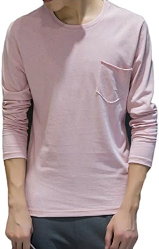 YYear Men's Casual Soft Cotton Long Sleeve Oversized T-Shirt Pink US M