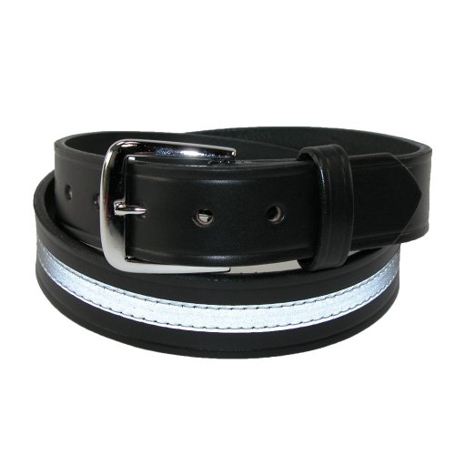 Boston Leather Men's Leather 1 1/2 inch Reflective Work Belt, 44, Black