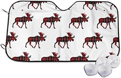 サンシェード 車フロント トナカイムースレッドブラッククリスマス 車のフロントガラス 日よけ 遮光 断熱 吸盤式 日焼け防止 防紫外線 車内温度対策 簡単着脱 B0w6f5zl 975円