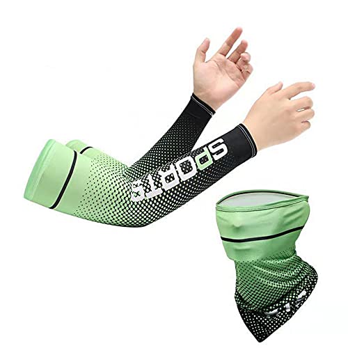 FABSPORTS Cooling Arm Sleeves &amp; Bandana combo for Men &amp; Women with UV Protection, Quick Dry, for cycling, cricket, skating, biking etc