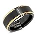 100S JEWELRY Tungsten Rings for Men Two Tone Black Gold Wedding Band Center Brushed Engagement Size 6-16