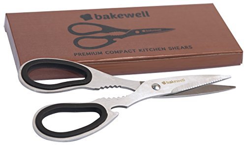 BAKEWELL Ultra Sharp Compact Premium Quality Kitchen Shears- Best Performing Scissors for Cutting Chicken, Poultry, Fish, Herbs, Meat and Small Bones- 30 day Satisfaction Guarantee - Lifetime Warranty