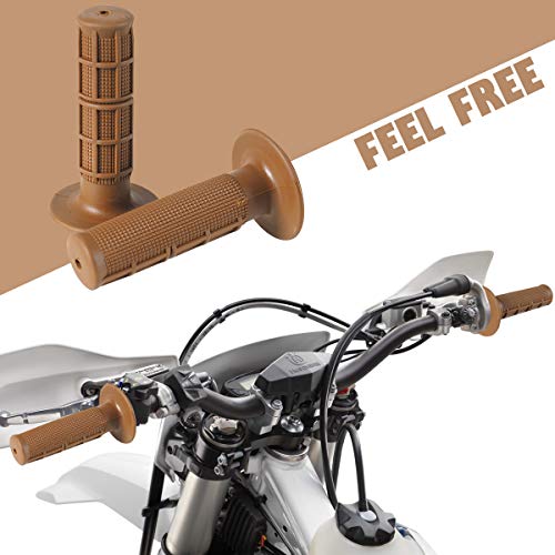 Onway Brown Handlebar Grips for Motorcycle Cat Suzuki Yamaha with Soft TPR Material, Brown