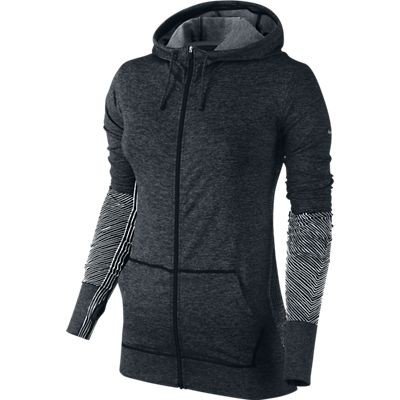 Nike Women's Dri-FIT Knit Full-Zip Hoodie Jacket, Black, Small