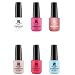 Red Carpet Manicure 9 mL No Chip Soak Off UV LED Gel Nail Polish Set, 6 Colors Including Glitter and Shades of White, Pink, and Blue