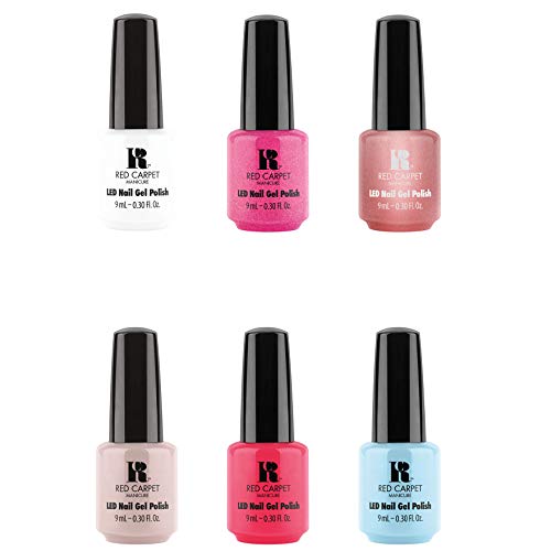 Red Carpet Manicure 9 mL No Chip Soak Off UV LED Gel Nail Polish Set, 6 Colors Including Glitter and Shades of White, Pink, and Blue Red Carpet Manicure 9 mL No Chip Soak Off UV LED Gel Nail Polish Set, 6 Colors Including Glitter and Shades of White, Pink, and Blue