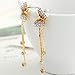 Neoglory Jewelry 14k Gold Plated Rhinestone Yellow Butterfly Auden Rhinestones Drop Dangle Earring 1.9inch Valentines Day Gift