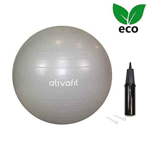ATIVAFIT Pink Exercise Ball 21.7" Anti Burst Resistant Yoga Ball for Pregnant Women Gym, Home, Office(Gray)