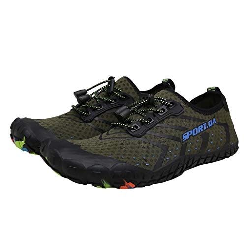 Bravetoshop Mens Womens Water Shoes Swim Shoes Women Quick-Dry Barefoot Beach Surf Boat Yoga Sneakers (Green,44)