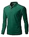 Men's 20x20 Cotton 2 tone Collar Long Sleeve Polo Tshirts DARKGREEN size S