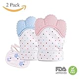 Baby Teething Mitten for Babies Soothing Pain Relief ,Silicone Teething Mitt Teether Gloves BPA Free,massage teether Mitt,teething Toys,infant for 3-12 months (2 pack)